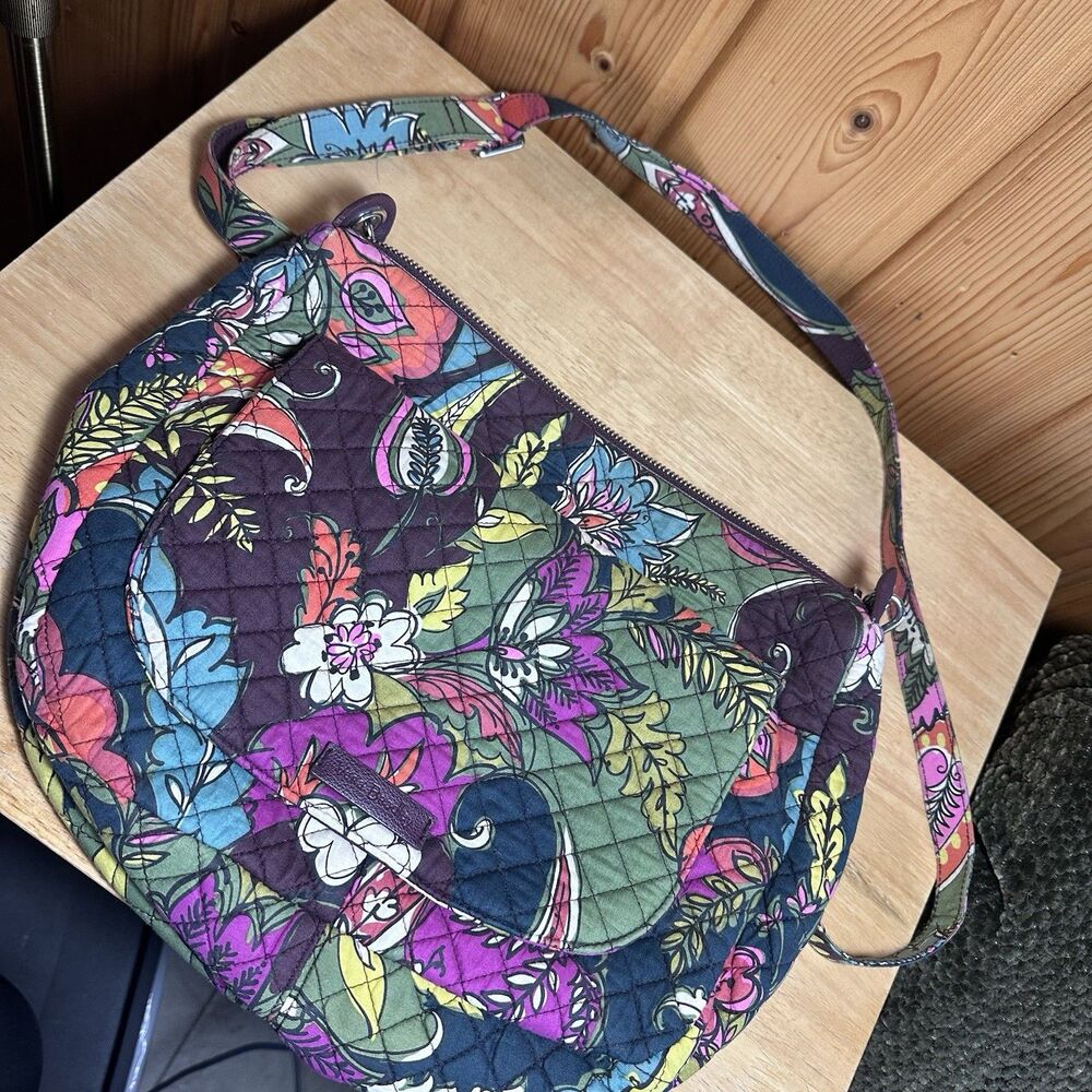 Vera Bradley Floral Nightingale Quilted Crossbody Bag Purple Multicolor